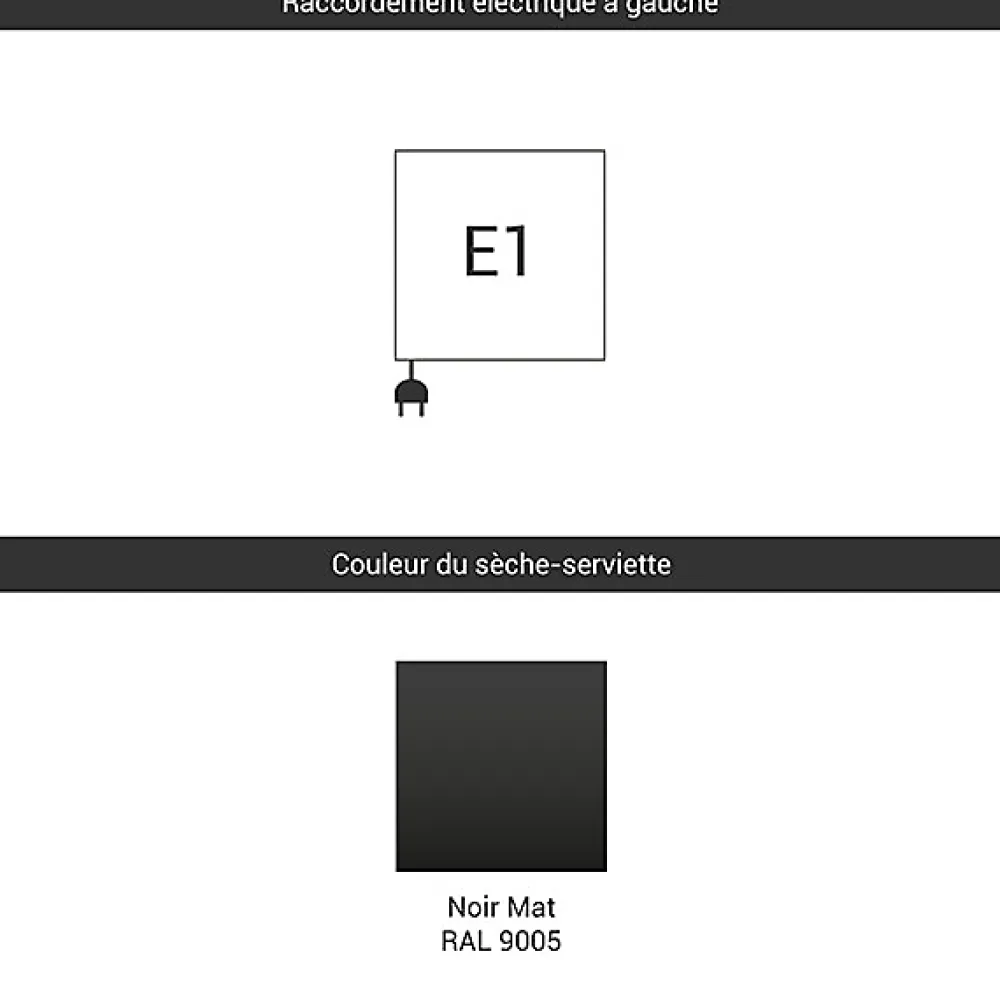 Matisere Sèche-serviette électrique noir - (HxL) 990x500mm - 400 Watt - 400 Watt - VIP990-500E1N