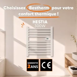 Bestherm Sèche-serviette électrique sans fluide 300W H.62xL54cm HESTIA blanc