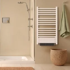 Sèche-Serviettes Soufflant|Bestherm Sèche-serviette électrique sans fluide avec soufflerie 500W+1000W H.100,5xL54cm HESTIA blanc