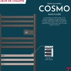 Sèche-Serviettes Mixte|Thomson Sèche-serviette électrique sans fluide connecté WiFi 500W COSMO noir
