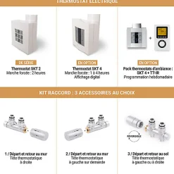 Matisere Sèche-serviette mixte blanc - (HxL) 1380x686mm - 800 Watt - 780 Watt - LEN1380-686GZ1B