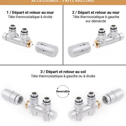Matisere Sèche-serviette mixte blanc de 1610mm de haut et 500mm de large - 607 Watt - BON1610/500DWZ1B