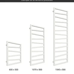 Matisere Sèche-serviette mixte blanc - (HxL) 1545x500mm - 600 Watt - 591 Watt - ZIG1545-500Z8B