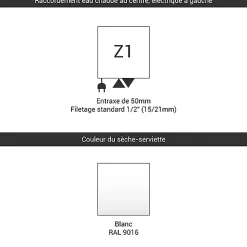 Sèche-Serviettes Mixte|Matisere Sèche-serviette mixte blanc - (HxL) 1479x400mm - 600 Watt - 573 Watt - DOM1479-400Z1B