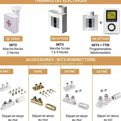 Sèche-Serviettes Mixte|Matisere Sèche-serviette mixte blanc - (HxL) 860x540mm - 400 Watt - 423 Watt - MAN860-540Z8B