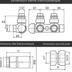 Matisere Sèche-serviette mixte blanc de 1070mm de haut et 500mm de large - 406 Watt - ZIG1070/500KDZ8B