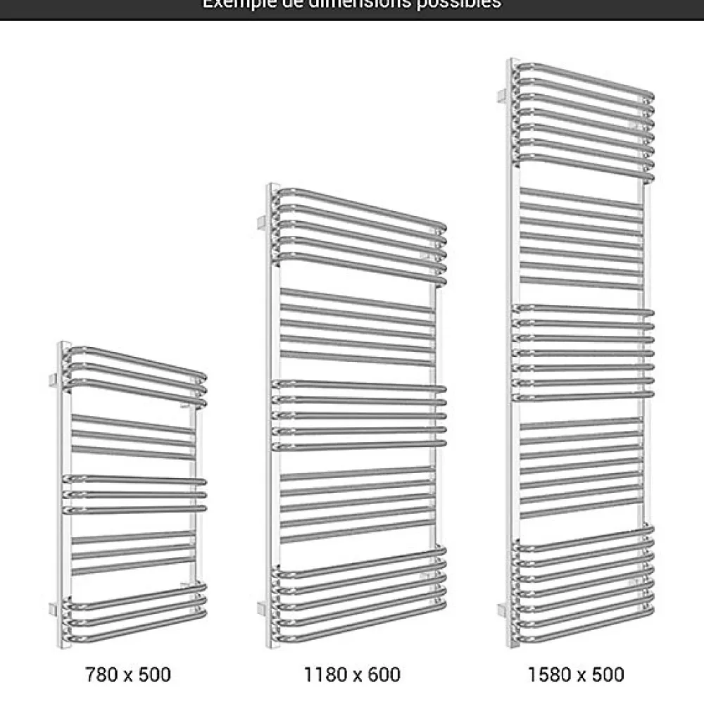 Sèche-Serviettes Mixte|Matisere Sèche-serviette mixte chromé de 1580mm de haut / 600mm de large - 739 Watt - POL1580/600Z1CRO