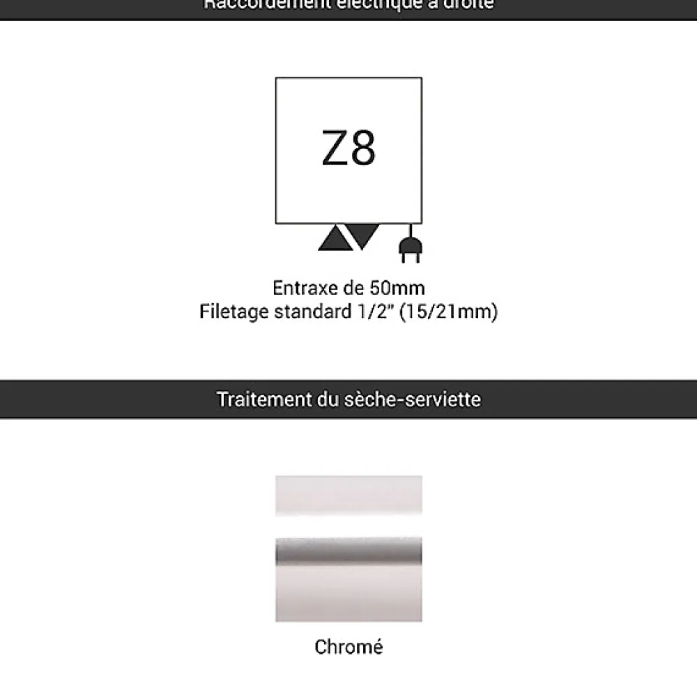 Sèche-Serviettes Mixte|Matisere Sèche-serviette mixte chromé de 1140mm de haut / 600mm de large - 498 Watt - ALE1140/600Z8CRO