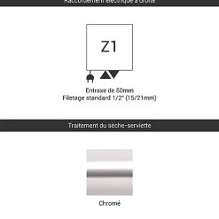 Sèche-Serviettes Mixte|Matisere Sèche-serviette mixte chromé de 1140mm de haut / 400mm de large - 336 Watt - ALE1140/400Z1CRO
