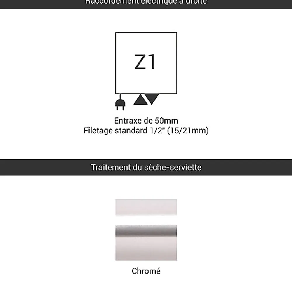Sèche-Serviettes Mixte|Matisere Sèche-serviette mixte chromé de 1140mm de haut / 400mm de large - 336 Watt - ALE1140/400Z1CRO