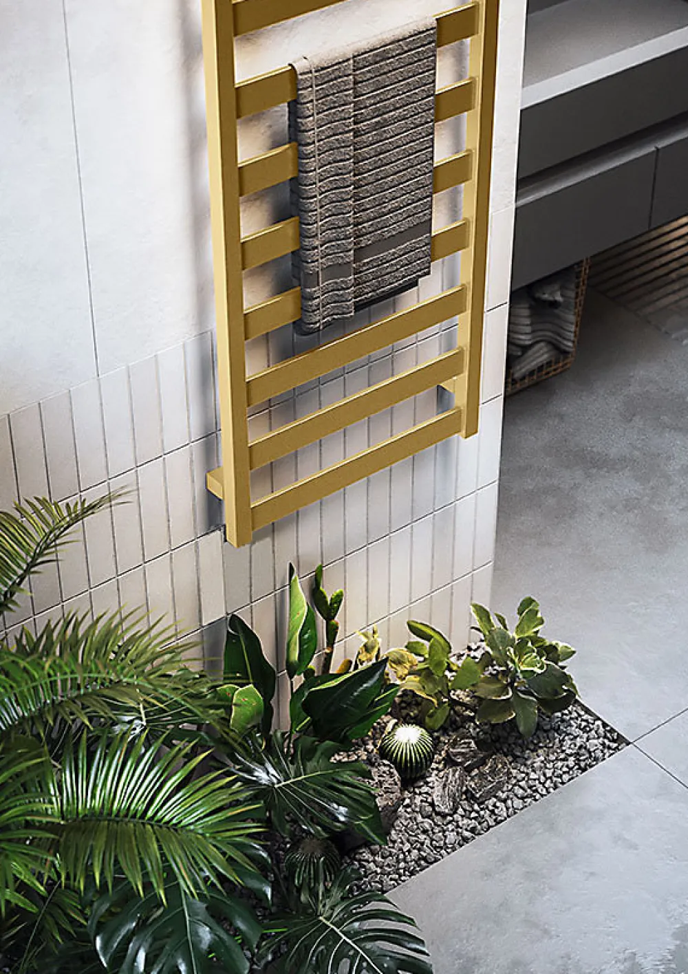 Sèche-Serviettes Mixte|Matisere Sèche-serviette mixte doré de 670mm de haut et 600mm de large - 320 Watt - VIV670/600V2BRA