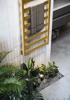 Sèche-Serviettes Mixte|Matisere Sèche-serviette mixte doré de 910mm de haut et 300mm de large - 240 Watt - VIV910/300V2BRA