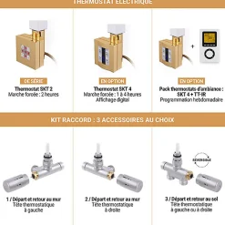 Sèche-Serviettes Mixte|Matisere Sèche-serviette mixte doré de 910mm de haut et 300mm de large - 240 Watt - VIV910/300V2BRA
