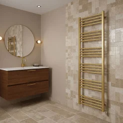Sèche-Serviettes Mixte|Matisere Sèche-serviette mixte doré de 1380mm de haut et 680mm de large - 757 Watt - FIO1380/680V2BRA