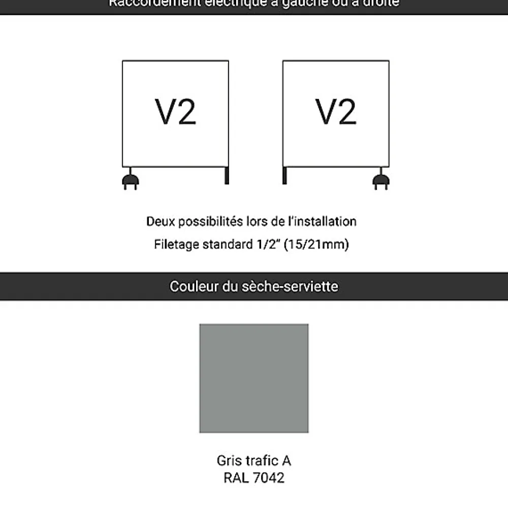 Sèche-Serviettes Mixte|Matisere Sèche-serviette mixte gris de 1140mm de haut et 700mm de large - 776 Watt - LIM1140/700V27042