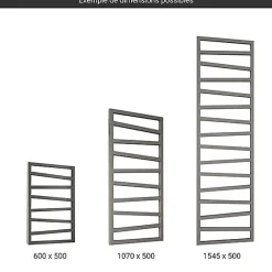 Sèche-Serviettes Mixte|Matisere Sèche-serviette mixte gris de 1780mm de haut et 500mm de large - 627 Watt - ZIG1780/500Z8MST
