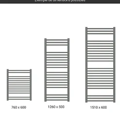 Sèche-Serviettes Mixte|Matisere Sèche-serviette mixte gris de 1260mm de haut et 500mm de large - 503 Watt - BON1260/500Z8MST