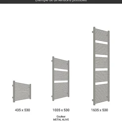 Sèche-Serviettes Mixte|Matisere Sèche-serviette mixte gris métal de 1710mm de haut et 230mm de large - 425 Watt - MIK1710/230Z8MAV