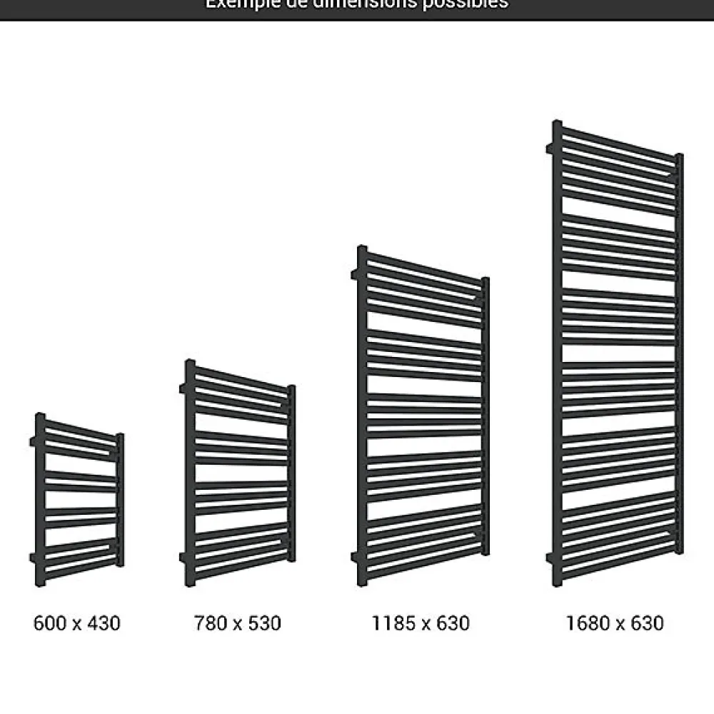 Sèche-Serviettes Mixte|Matisere Sèche-serviette mixte noir - (HxL) 1680x630 mm - 1000 Watt - 957 Watt - MAR1680-630V2N