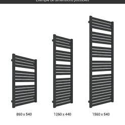 Sèche-Serviettes Mixte|Matisere Sèche-serviette mixte noir - (HxL) 1260x440 mm - 500 Watt - 502 Watt - MAN1260-440Z8N
