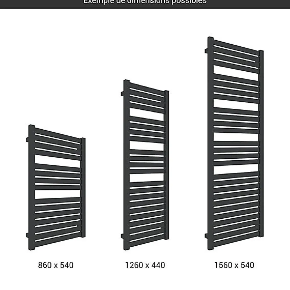Sèche-Serviettes Mixte|Matisere Sèche-serviette mixte noir - (HxL) 1260x440 mm - 500 Watt - 502 Watt - MAN1260-440Z8N
