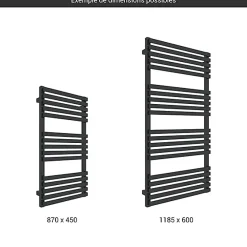 Matisere Sèche-serviette mixte noir - (HxL) 870x450 mm - 400 Watt - 402 Watt - QUA870-450SV2N