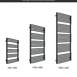 Matisere Sèche-serviette mixte noir - (HxL) 1180x500 mm - 600 Watt - 650 Watt - POL1180-500V2N
