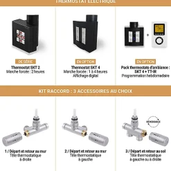 Sèche-Serviettes Mixte|Matisere Sèche-serviette mixte noir - (HxL) 870x450 mm - 600 Watt - 550 Watt - QUA870-450BV2N