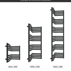 Matisere Sèche-serviette mixte noir de 735mm de haut et 350mm de large - 375 Watt - INC735/350V2N