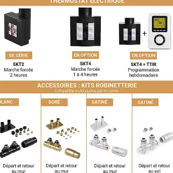 Sèche-Serviettes Mixte|Matisere Sèche-serviette mixte noir - (HxL) 1230x600 mm - 500 Watt - 519 Watt - VIP1230-600Z8N