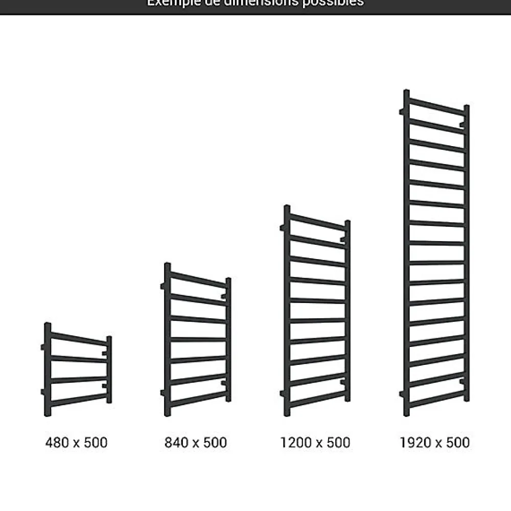 Sèche-Serviettes Mixte|Matisere Sèche-serviette mixte noir - (HxL) 1680x500 mm - 600 Watt - 609 Watt - SIM1680-500Z1N