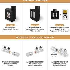 Sèche-Serviettes Mixte|Matisere Sèche-serviette mixte noir - (HxL) 1630x500 mm - 600 Watt - 592 Watt - VIV1630-500V2N
