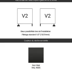 Sèche-Serviettes Mixte|Matisere Sèche-serviette mixte noir - (HxL) 600x450 mm - 300 Watt - 308 Watt - POC600-450V2N