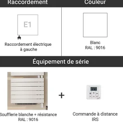 Matisere Sèche-serviette soufflant blanc de 1745mm de haut - 550mm de large - 1000 Watt - ROFER-18-55/IFS/B