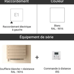 Matisere Sèche-serviette soufflant électrique blanc - HxL : 1698x500mm - 1000 Watt - ROE-170-050/IFS/B