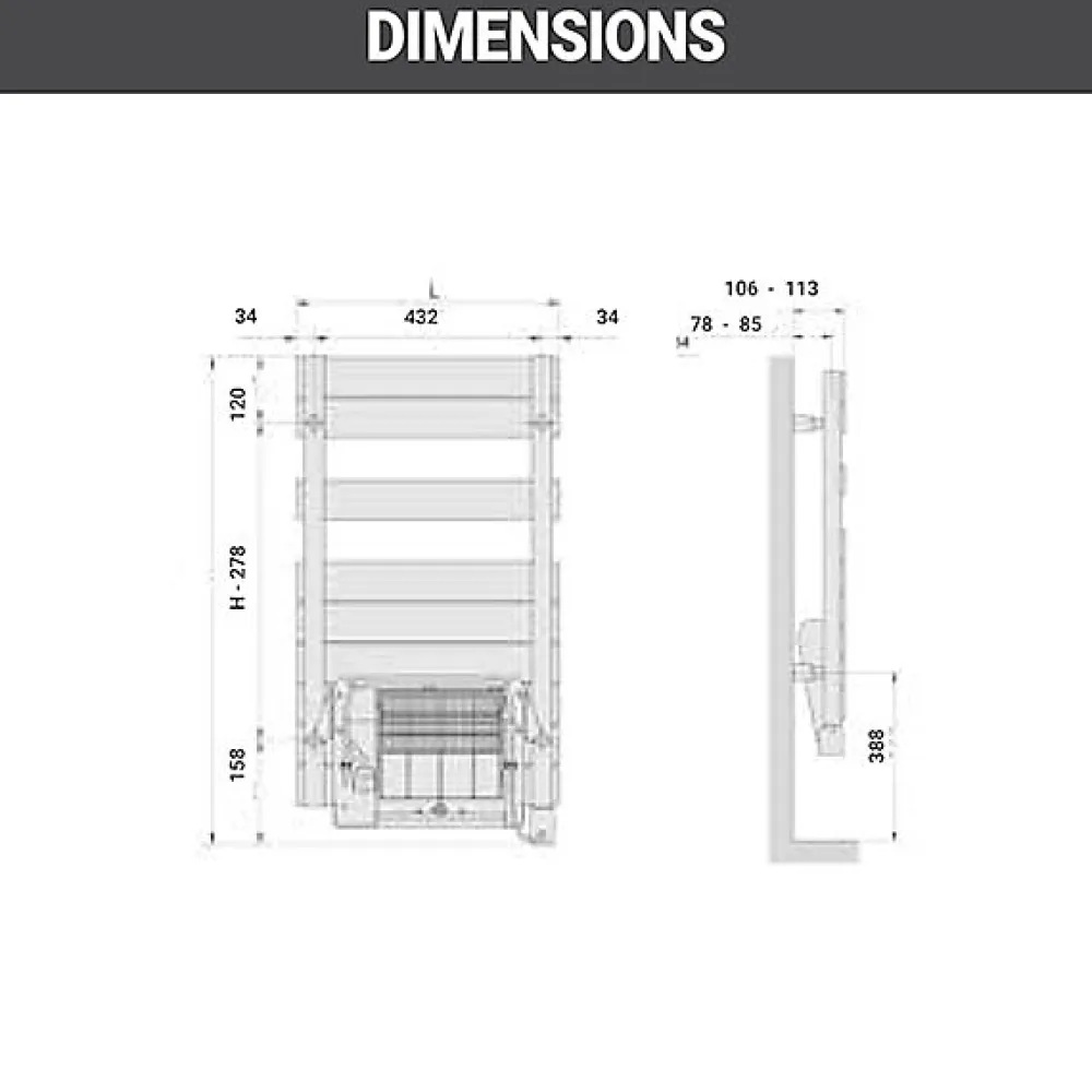 Matisere Sèche-serviette soufflant électrique blanc - HxL : 1698x500mm - 1000 Watt - ROE-170-050/IFS/B