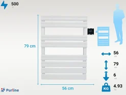 Pureline Sèche-serviettes blanc commande sans fil 500W