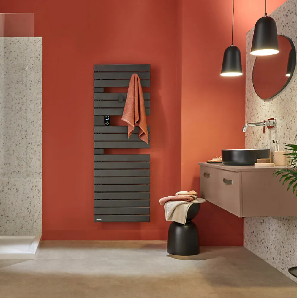 Atlantic Sèche-serviettes connecté Nefertiti mât à gauche 750W anthracite - - 850040