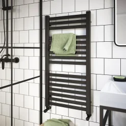 GoodHome Sèche-serviettes eau chaude en acier Aspley argent 413W