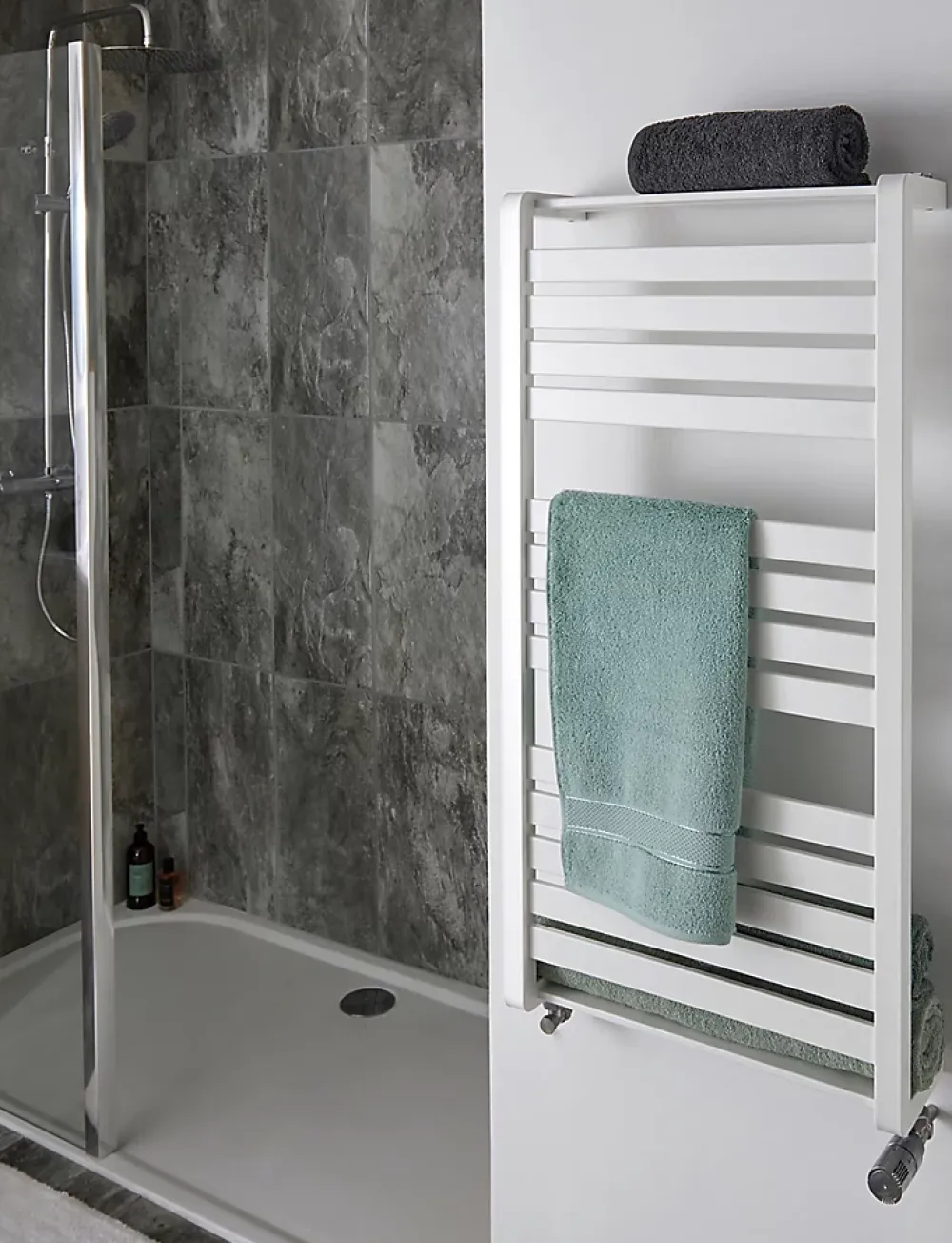 GoodHome Sèche-serviettes eau chaude en acier Loreto vertical blanc 546 W