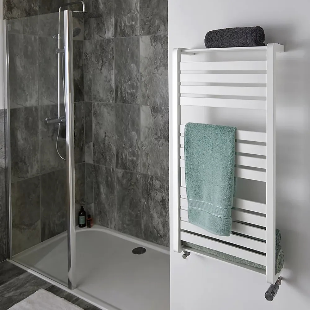 GoodHome Sèche-serviettes eau chaude en acier Loreto vertical blanc 546 W