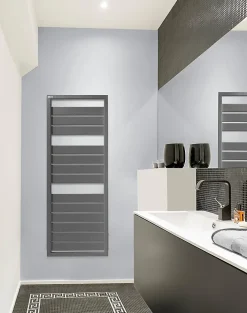 Sèche-Serviettes Eau Chaude|Acova Sèche-serviettes eau chaude en acier Astrakan grey aluminium 608W