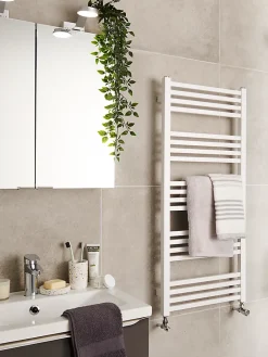 GoodHome Sèche-serviettes eau chaude en acier Duala blanc 20 barres - 438 W
