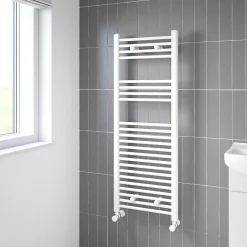 Sèche-Serviettes Eau Chaude|Flomasta Sèche-serviettes eau chaude plat en acier blanc 490W