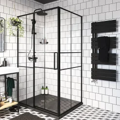 Sèche-Serviettes Eau Chaude|GoodHome Sèche-serviettes eau chaude en acier Boxwood noir 488W
