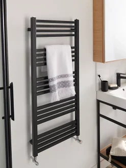 GoodHome Sèche-serviettes eau chaude en acier Duala noir 20 barres - 438 W