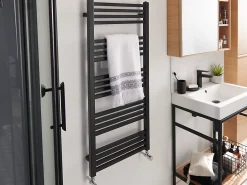 GoodHome Sèche-serviettes eau chaude en acier Duala noir 20 barres - 438 W