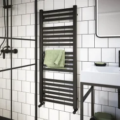 GoodHome Sèche-serviettes eau chaude en acier Aspley argent 485W