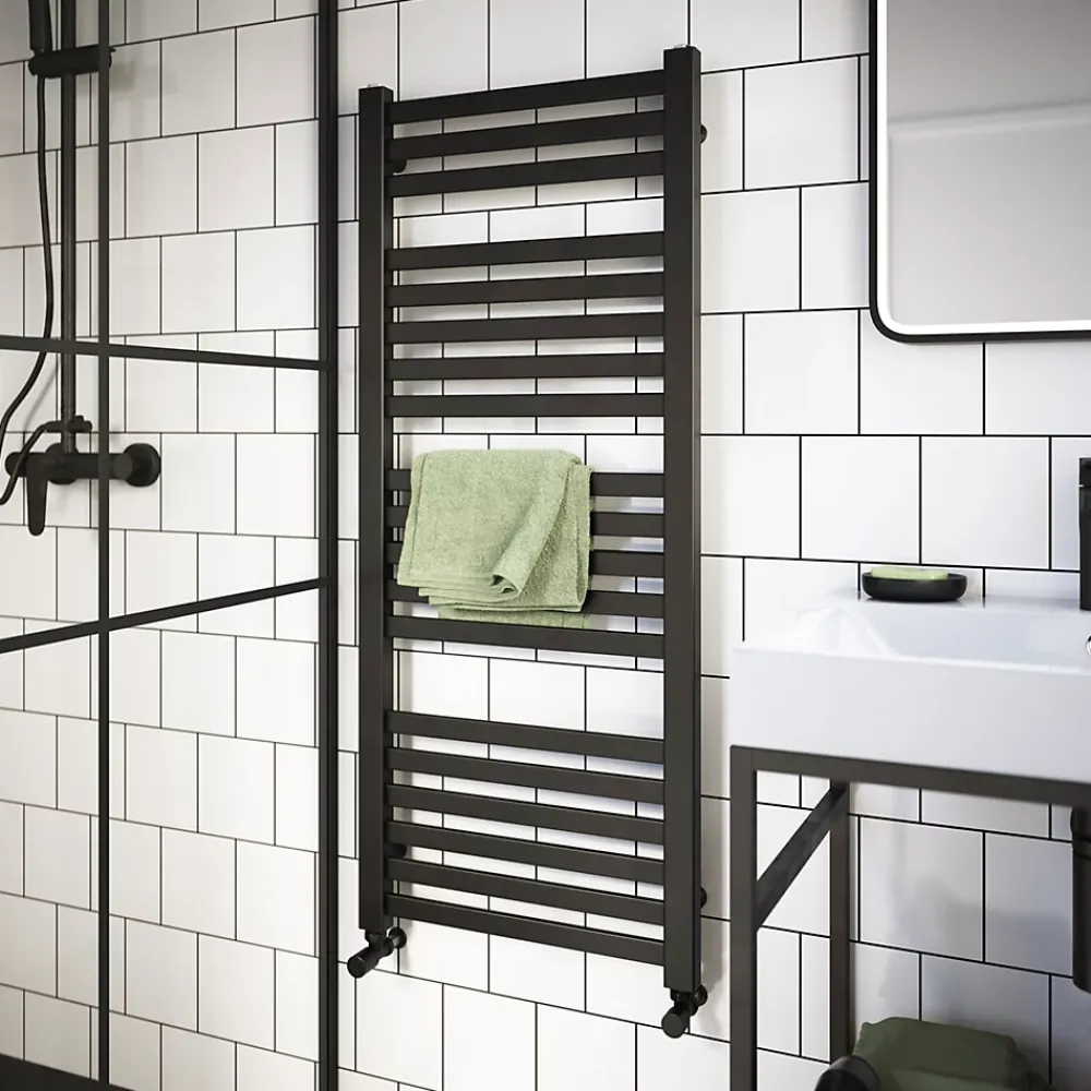 GoodHome Sèche-serviettes eau chaude en acier Aspley argent 485W