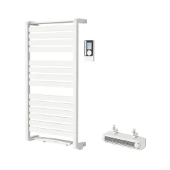 Sèche-Serviettes Soufflant|GoodHome Sèche-serviettes électrique Loreto blanc 500W + Soufflerie amovible Acilia blanc 1000W